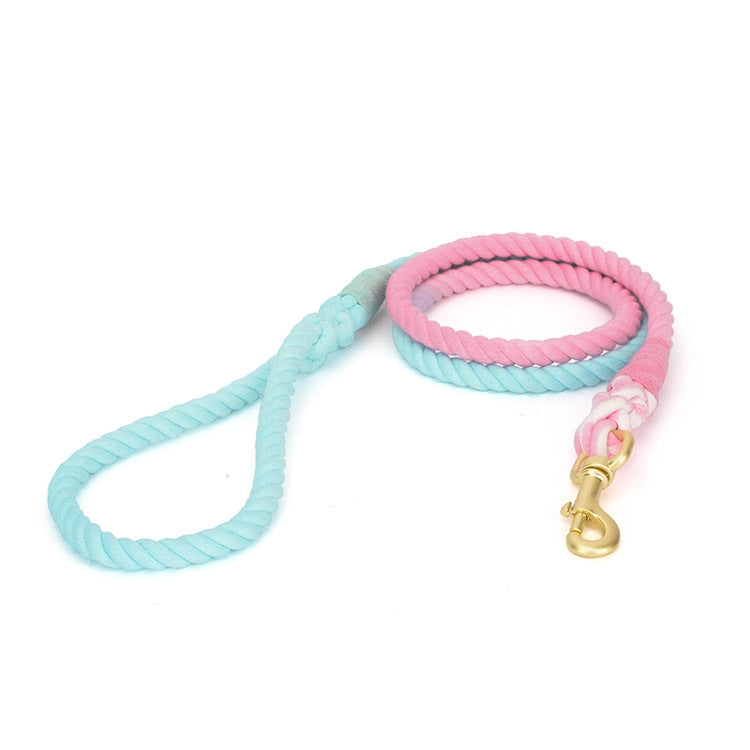 Gradient Dyed Woven Cotton Rope Pet Collar Neck Sleeve Leash