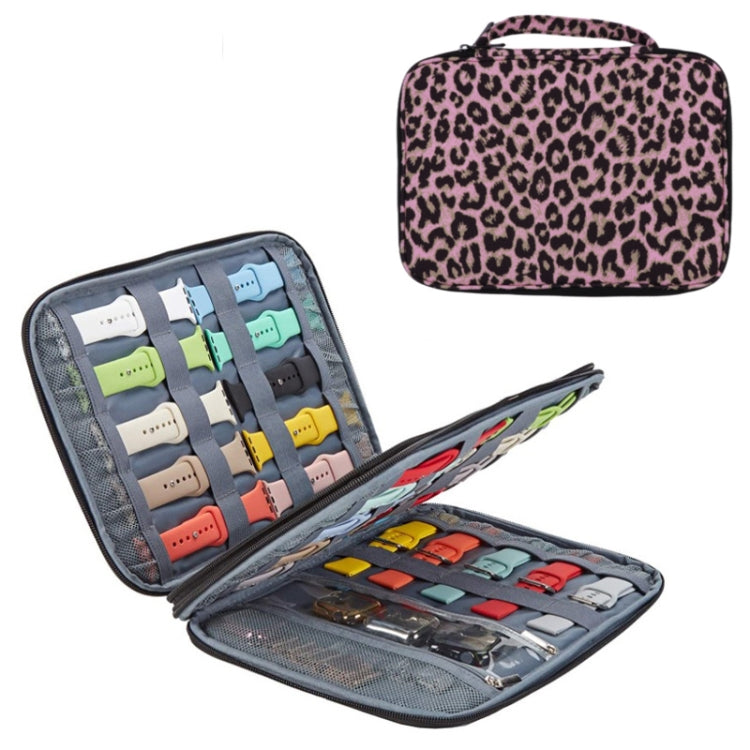 Long Strap Storage Bag With Handheld For Apple Watch, Color: Double Layer (Pink Leopard)