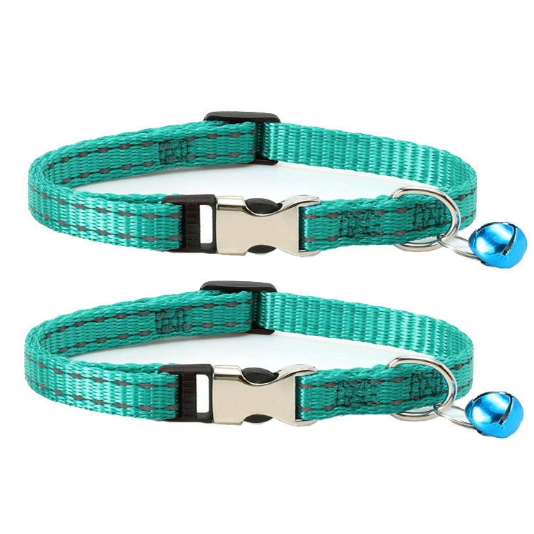 2 PCS Night Reflective Nylon Cat Collar With Bell, Size: XS 1.0x19-30cm