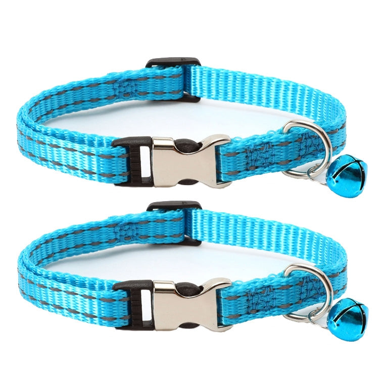 2 PCS Night Reflective Nylon Cat Collar With Bell, Size: XS 1.0x19-30cm