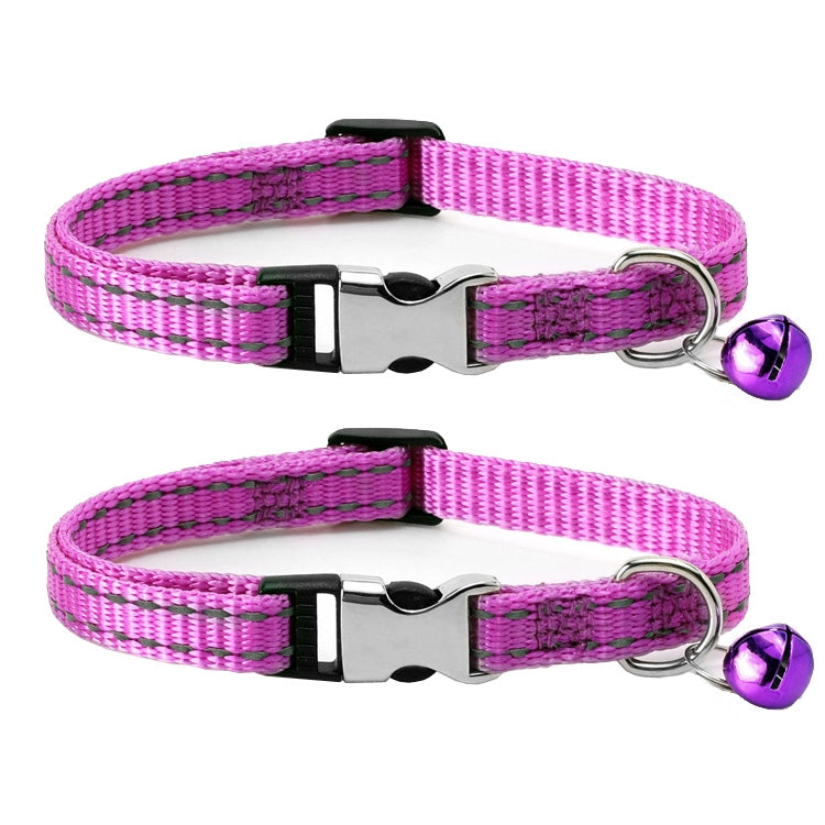 2 PCS Night Reflective Nylon Cat Collar With Bell, Size: XS 1.0x19-30cm