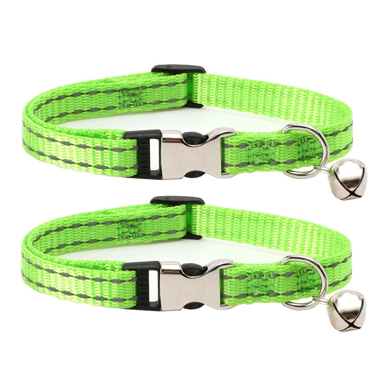 2 PCS Night Reflective Nylon Cat Collar With Bell, Size: XS 1.0x19-30cm