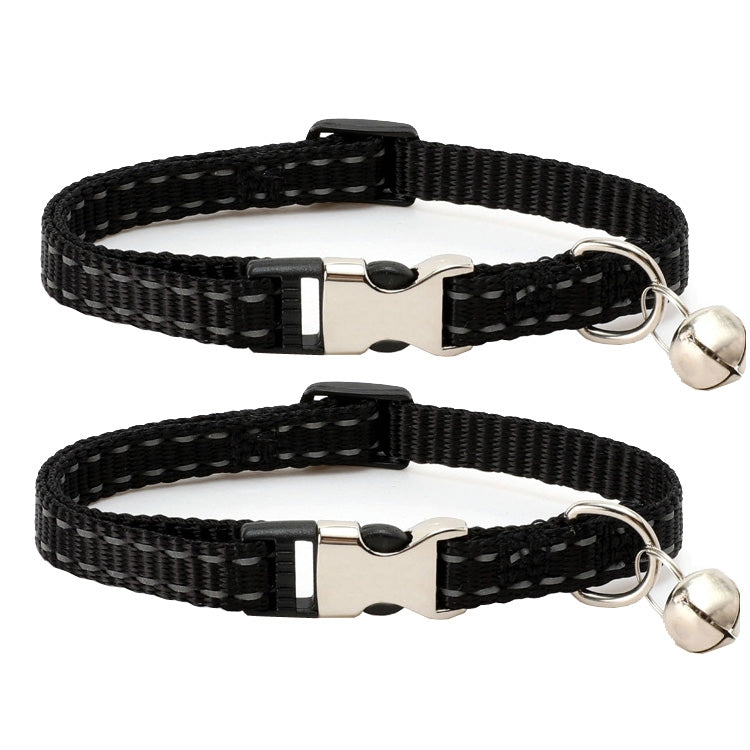 2 PCS Night Reflective Nylon Cat Collar With Bell, Size: XS 1.0x19-30cm