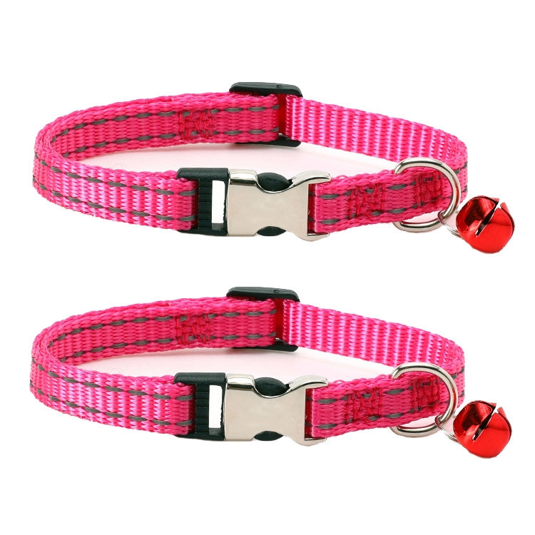 2 PCS Night Reflective Nylon Cat Collar With Bell, Size: XS 1.0x19-30cm