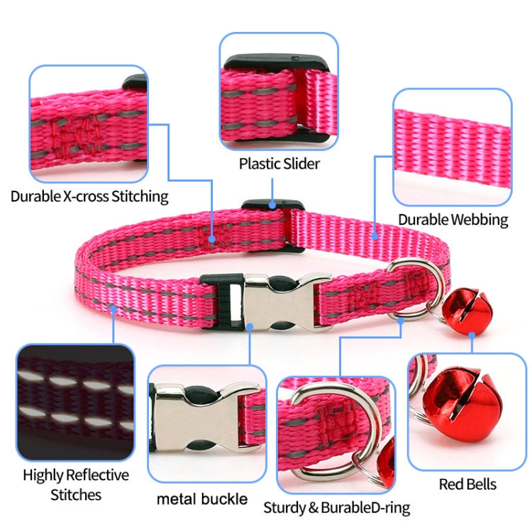 2 PCS Night Reflective Nylon Cat Collar With Bell, Size: XS 1.0x19-30cm