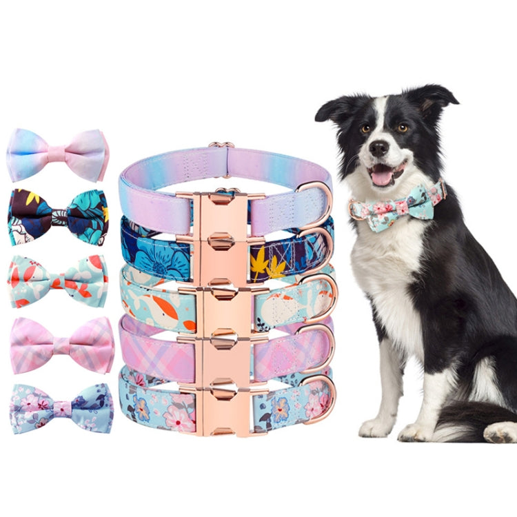 Rose Gold Buckle Pet Detachable Bow Collar, Size: