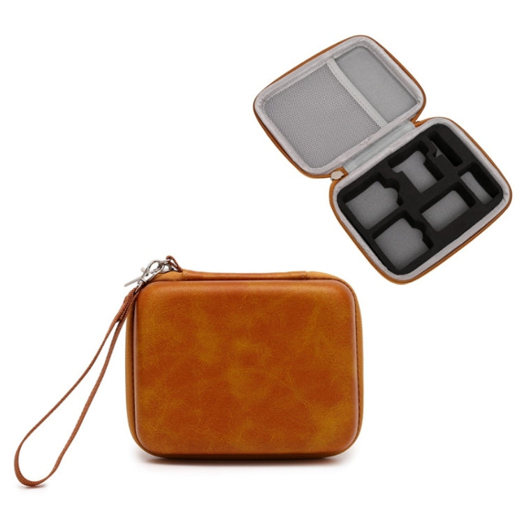 Hard Shell Action Camera Portable Handheld Storage Bag for DJI Osmo Action2(PU Yellow)