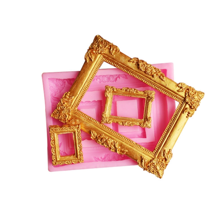 2 PCS Vintage Photo Frame Liquid Silicone Fondant Mould(Pink)