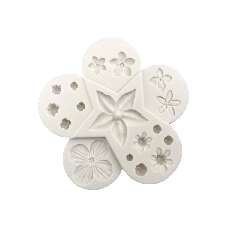 5 PCS Flower and Leaf Combination Silicone Mold Fondant DIY Modeling Tool