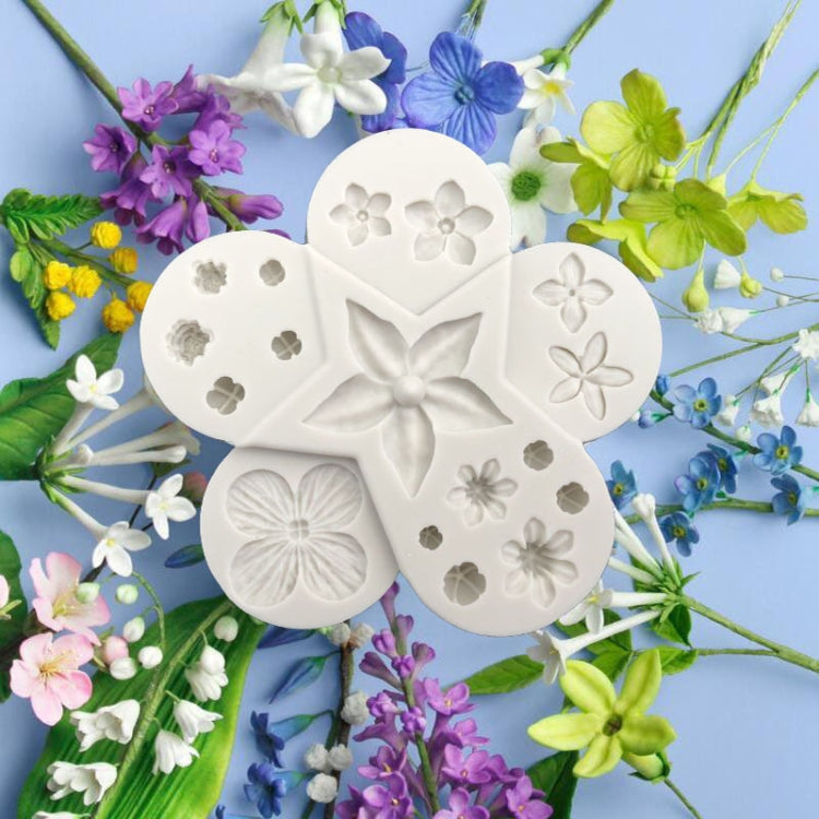 5 PCS Flower and Leaf Combination Silicone Mold Fondant DIY Modeling Tool