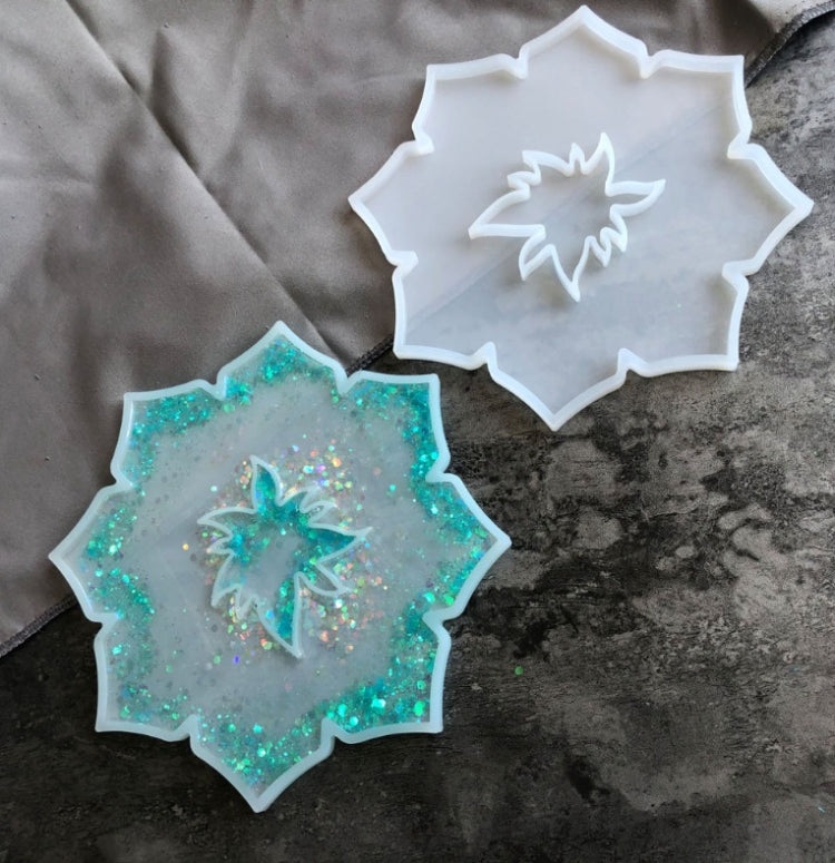 2 PCS Irregular Flower Coaster Epoxy Silicone Mold