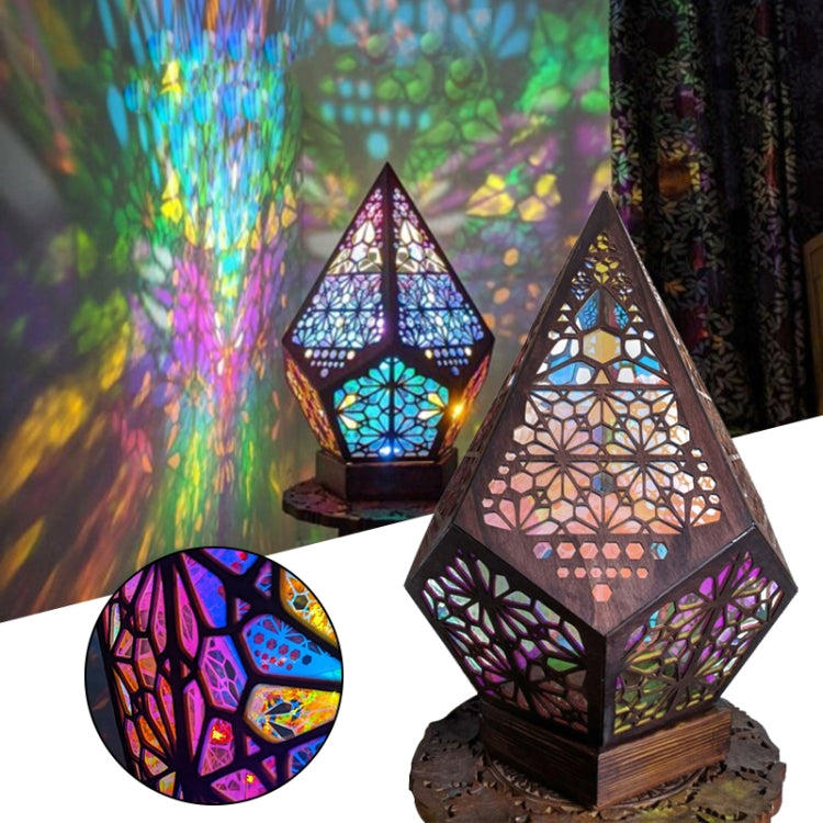 Wooden Hollow LED Projection Bohemian Night Light