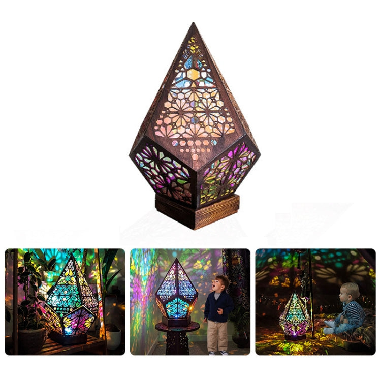 Wooden Hollow LED Projection Bohemian Night Light