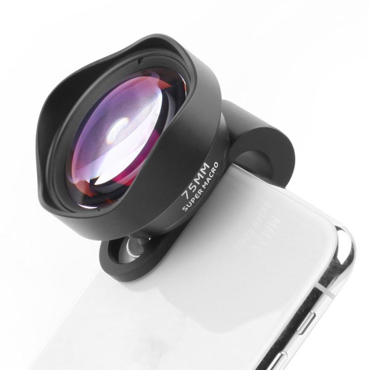 75mm Super Macro Mobile Phone External Lens Insect Flower Jewelry Shooting Telephoto Macro Lens - Black