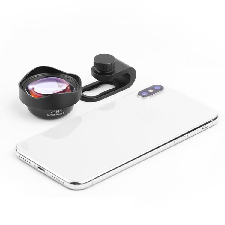 75mm Super Macro Mobile Phone External Lens Insect Flower Jewelry Shooting Telephoto Macro Lens - Black