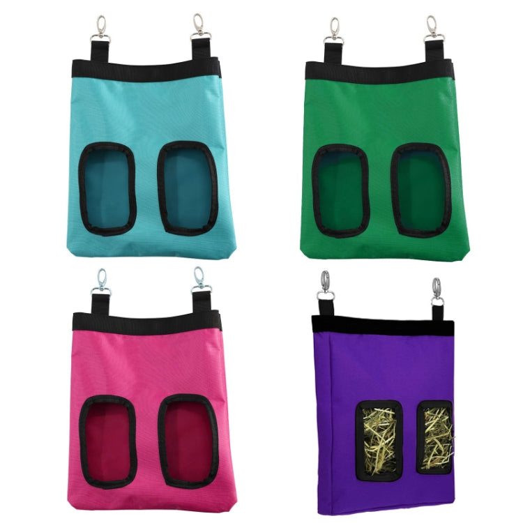 Pet Rabbit Guinea Pig Hanging Feeding Hay Storage Bag, Specification: Green Two-hole