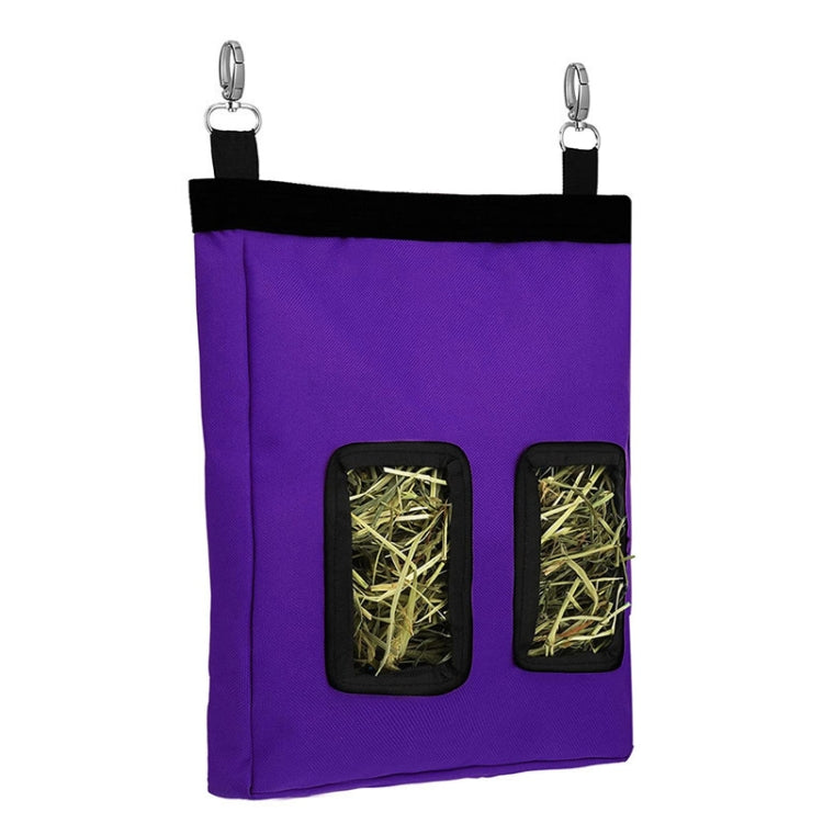 Pet Rabbit Guinea Pig Hanging Feeding Hay Storage Bag, Specification: Purple Two-hole