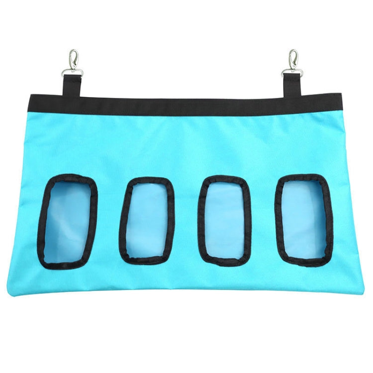 Pet Rabbit Guinea Pig Hanging Feeding Hay Storage Bag, Specification: Blue Four-hole