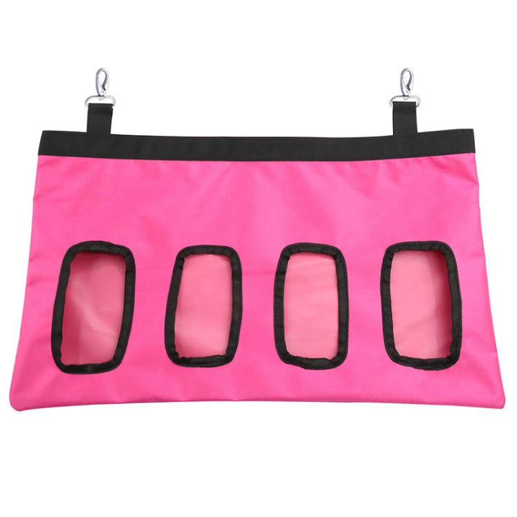 Pet Rabbit Guinea Pig Hanging Feeding Hay Storage Bag, Specification: Rose Red Four-hole