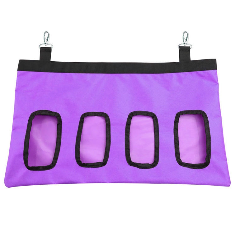 Pet Rabbit Guinea Pig Hanging Feeding Hay Storage Bag, Specification: Purple Four-hole
