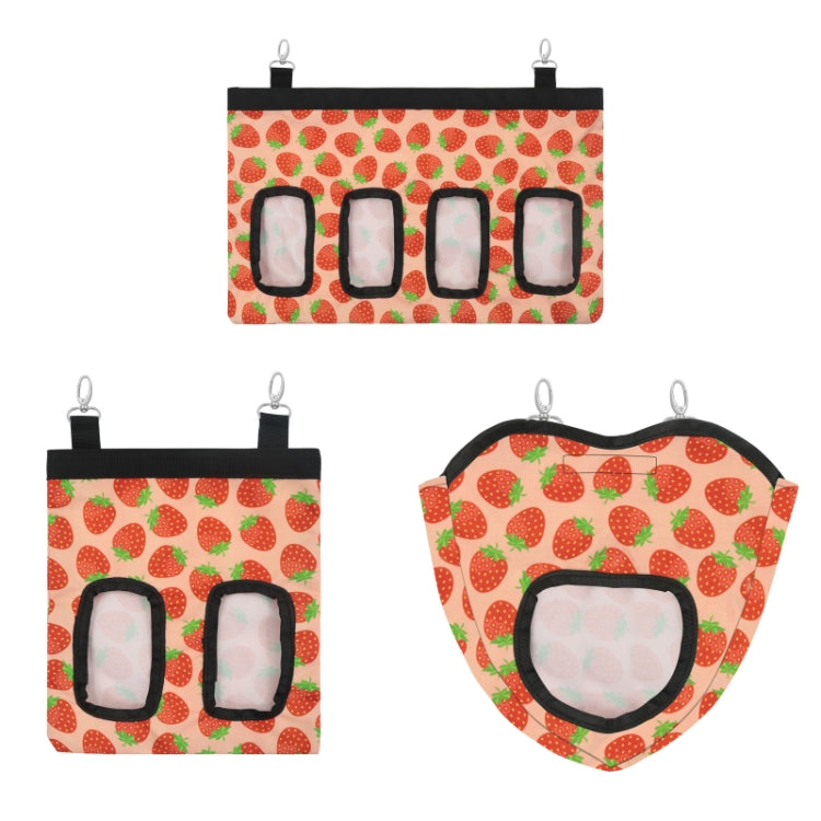 Pet Rabbit Guinea Pig Hanging Feeding Hay Storage Bag, Specification: Strawberry Two-hole