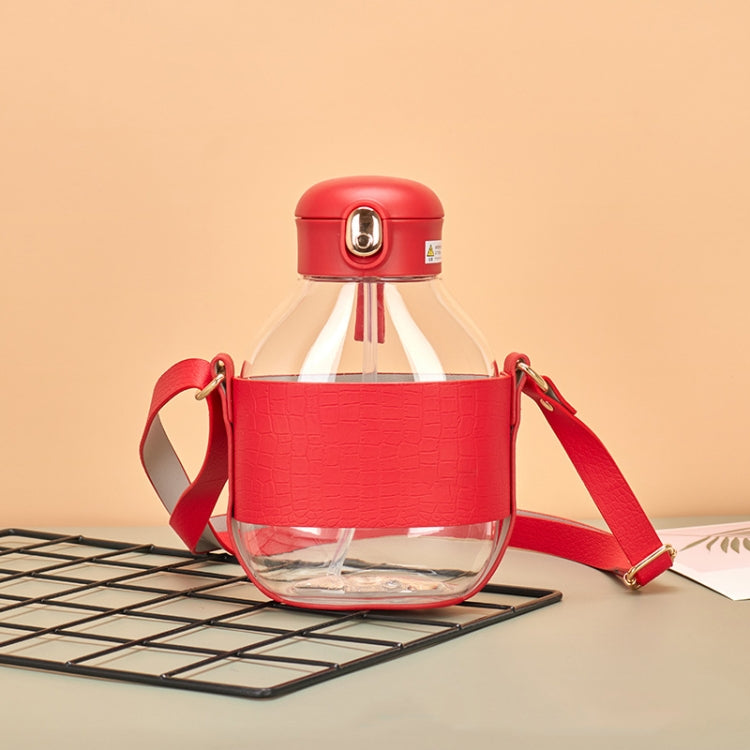 S-5555 Plastic Cup Fashion Portable Strap Straw Water Bottle