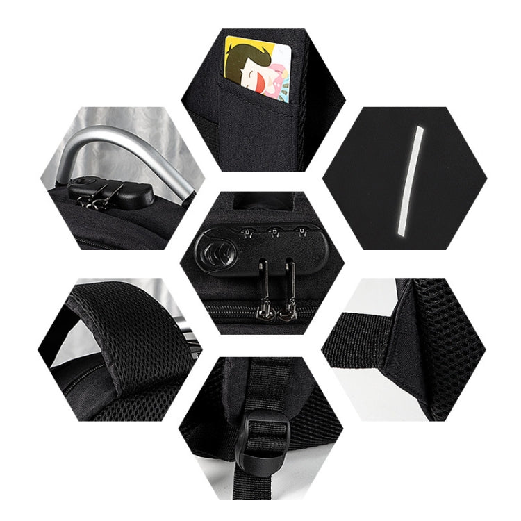 SJ16 Laptop Anti-Theft Backpack, Size: 13 inch-15.6 inch(Mysterious Black)