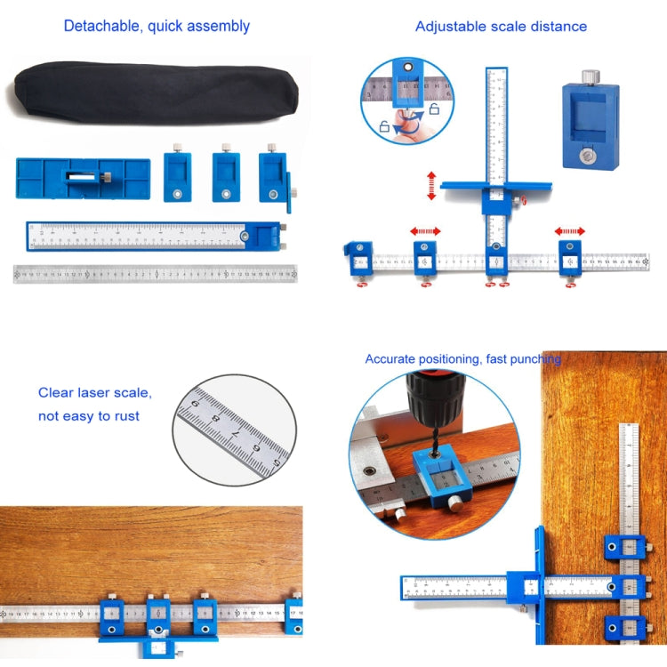 Woodworking Aid Tool Handle Punch Locator Cabinet Door Hole Opener Blue Plastic Ordinary