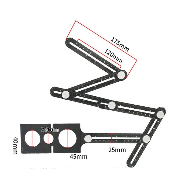 Aluminum Alloy Six-fold Ruler Universal Folding Ruler Tile Opening Locator