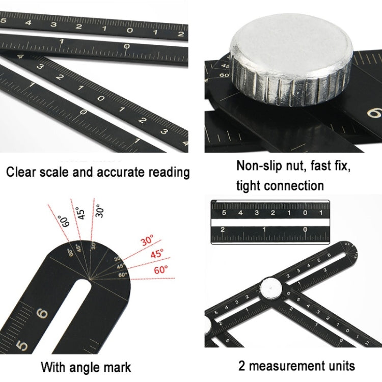 Aluminum Alloy Six-fold Ruler Universal Folding Ruler Tile Opening Locator