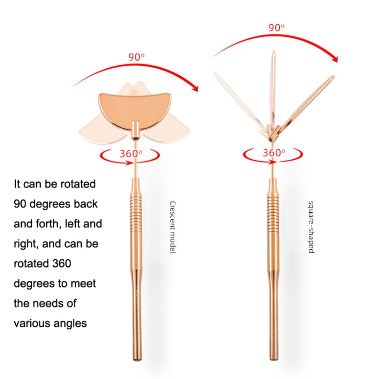 Stainless Steel Rotating Extension Eyelash Inspection Mirror, Style: Crescent (Pink)