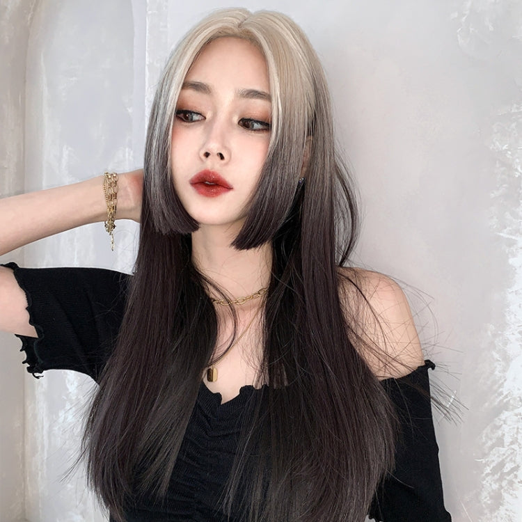 Mid-section Princess Cut Full Headgear Long Wig(Gold Gradient 60cm)