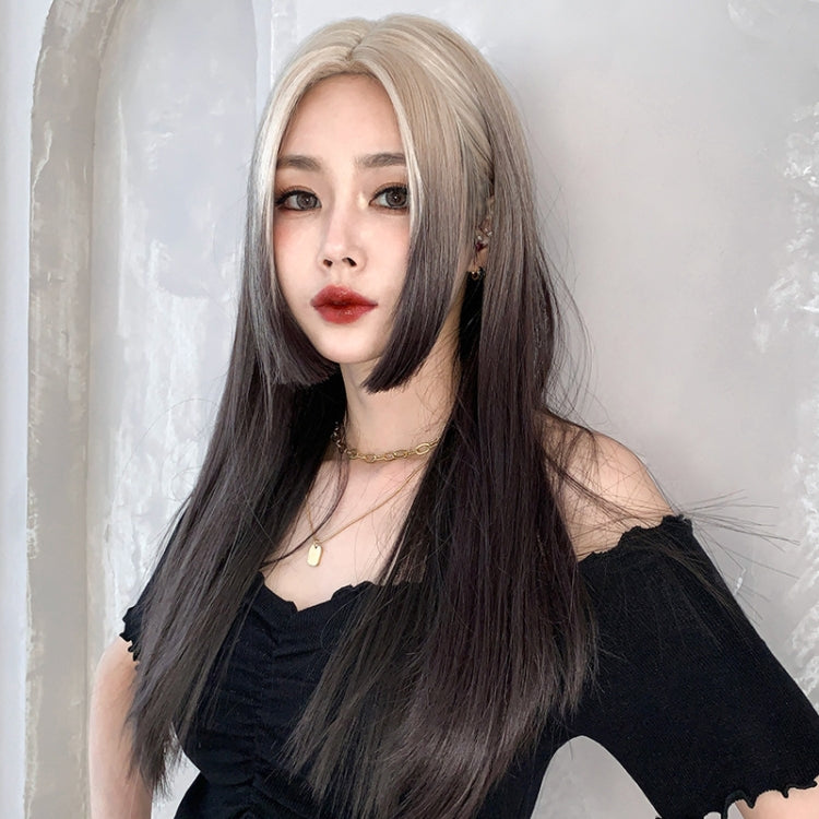 Mid-section Princess Cut Full Headgear Long Wig(Gold Gradient 60cm)