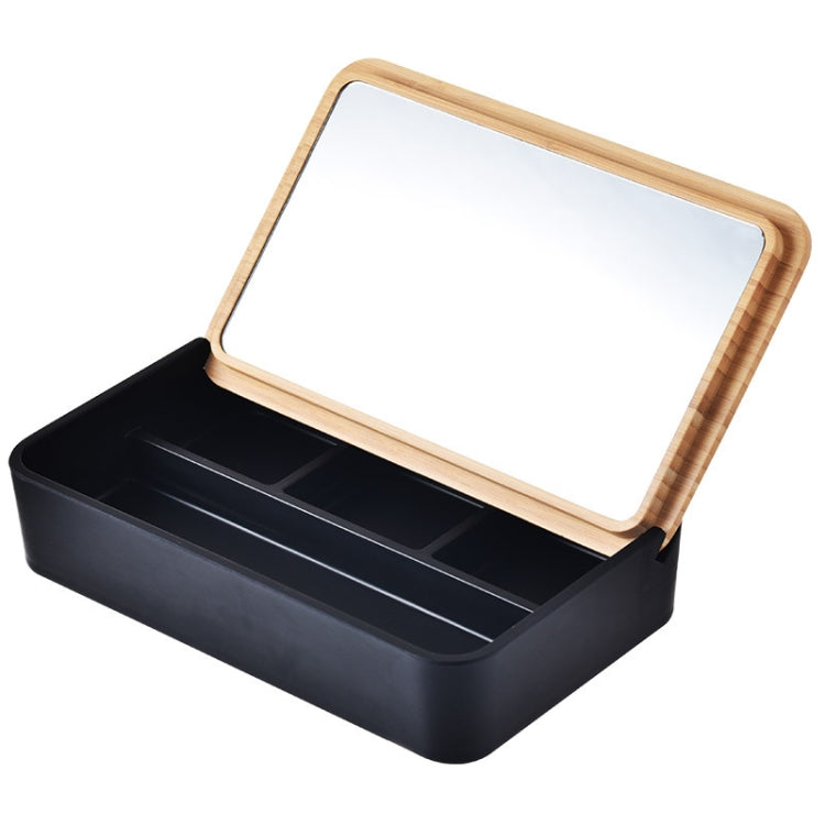 Jewelry Storage Box Bamboo Lid Compartment With Mirror Cosmetic Box