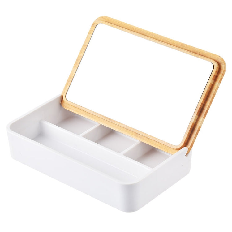 Jewelry Storage Box Bamboo Lid Compartment With Mirror Cosmetic Box