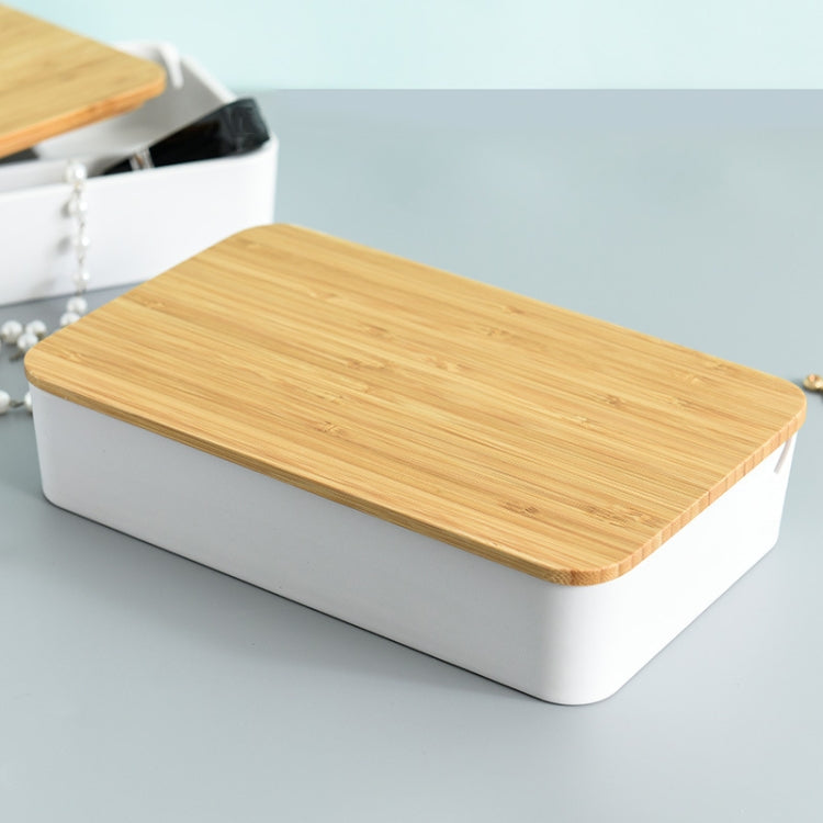 Jewelry Storage Box Bamboo Lid Compartment With Mirror Cosmetic Box
