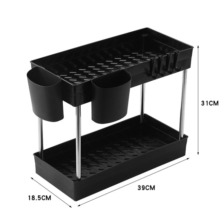 2222 Multifunctional Kitchen Counter Storage Rack, Spec: Hook Model (Steel Color)