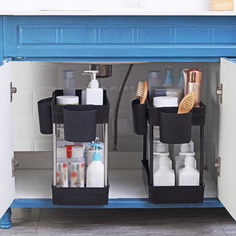 2222 Multifunctional Kitchen Counter Storage Rack, Spec: Hook Model (Steel Color)