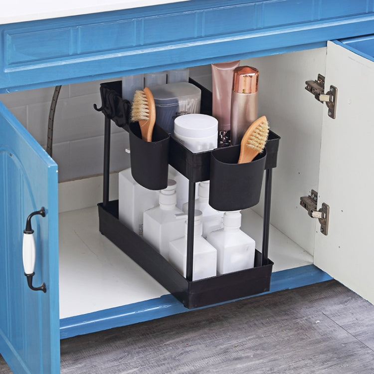 2222 Multifunctional Kitchen Counter Storage Rack, Spec: Hook Model (Steel Color)