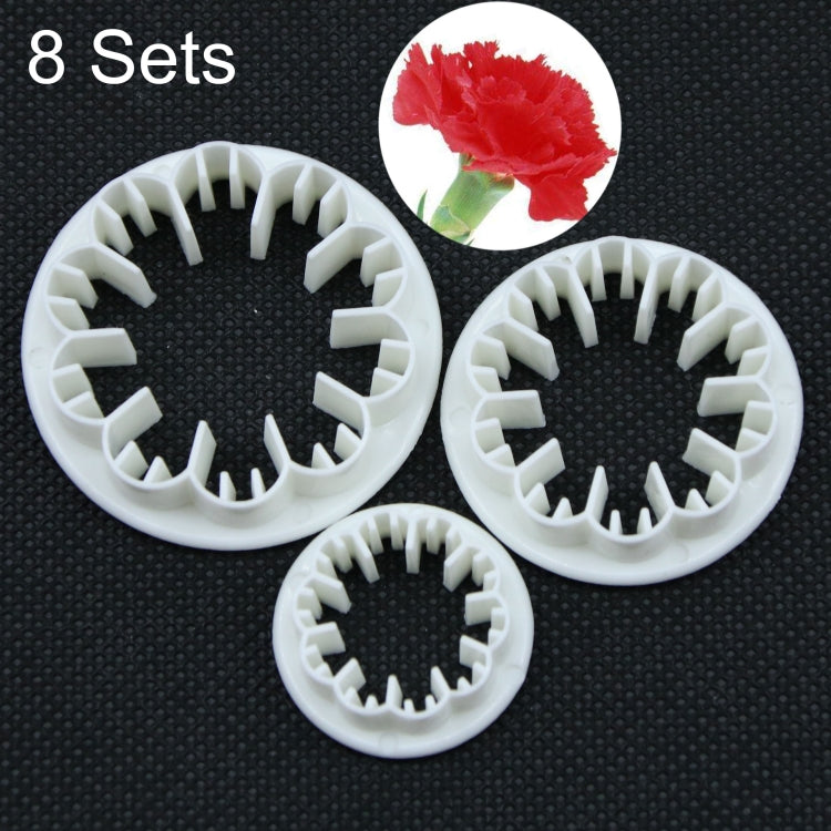 8 Sets  3 In 1 Carnation Plastic Cookie Mould Fondant Cake Decorating Mould