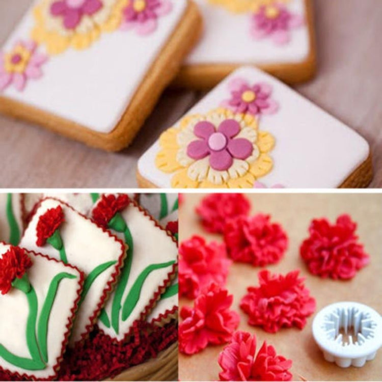 8 Sets  3 In 1 Carnation Plastic Cookie Mould Fondant Cake Decorating Mould