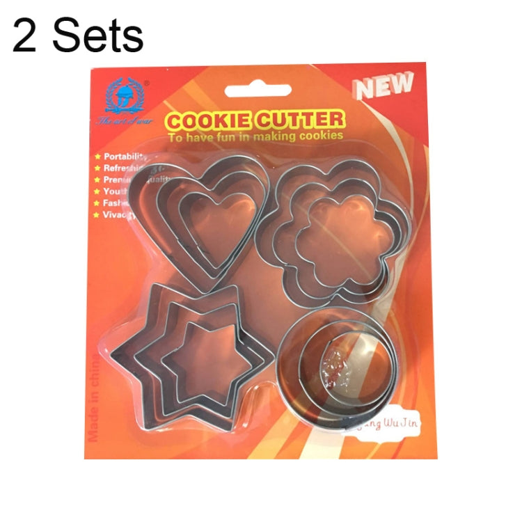 2 Sets 12 In 1 Stainless Steel Three-dimensional Biscuit Mold