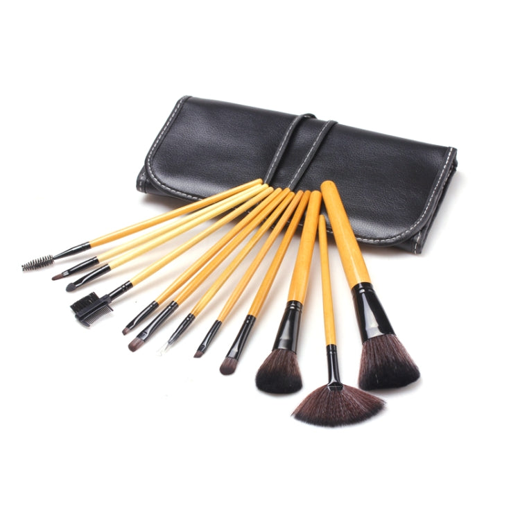 12 PCS / Set  Wood Color Makeup Brush Set Loose Powder Brush Makeup Tool