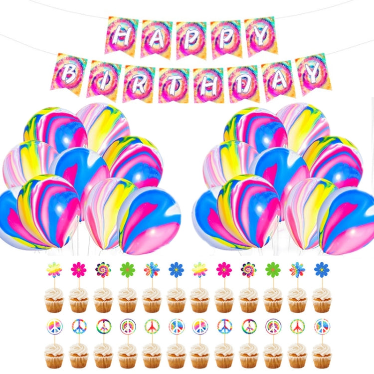 Tie Dye Themed Kindergarten Birthday Party Decoration Set