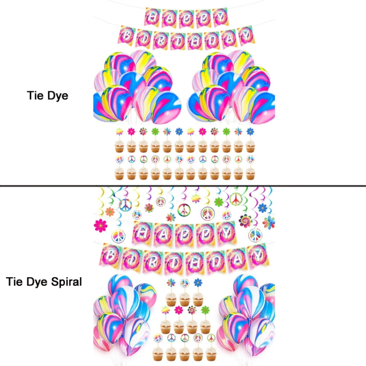 Tie Dye Themed Kindergarten Birthday Party Decoration Set