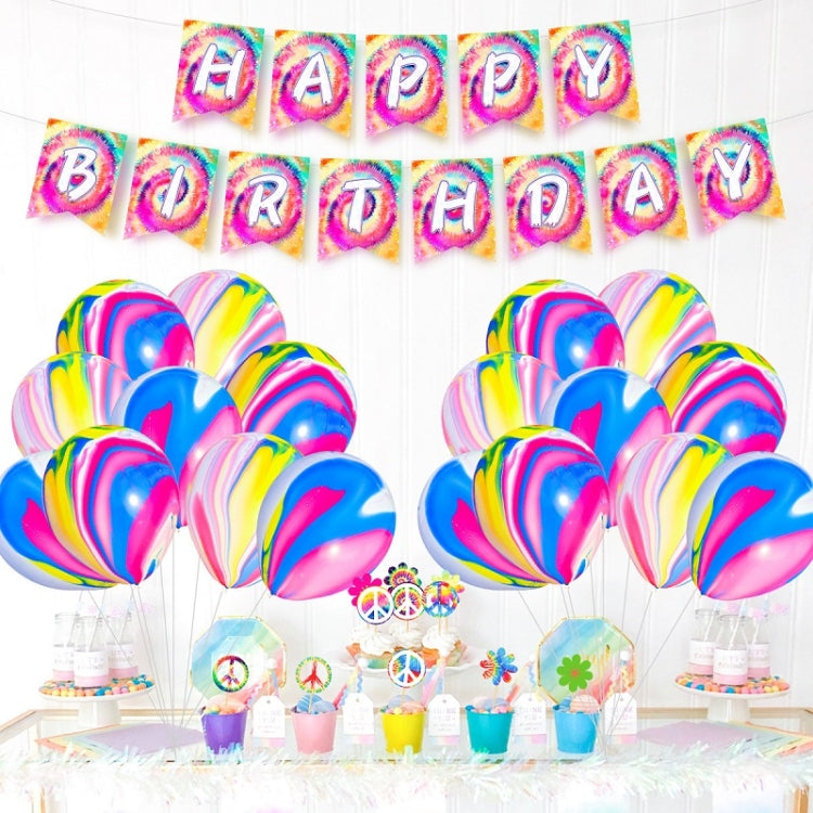 Tie Dye Themed Kindergarten Birthday Party Decoration Set