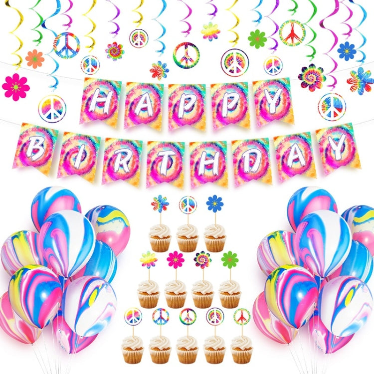 Tie Dye Spiral Themed Kindergarten Birthday Party Decoration Set
