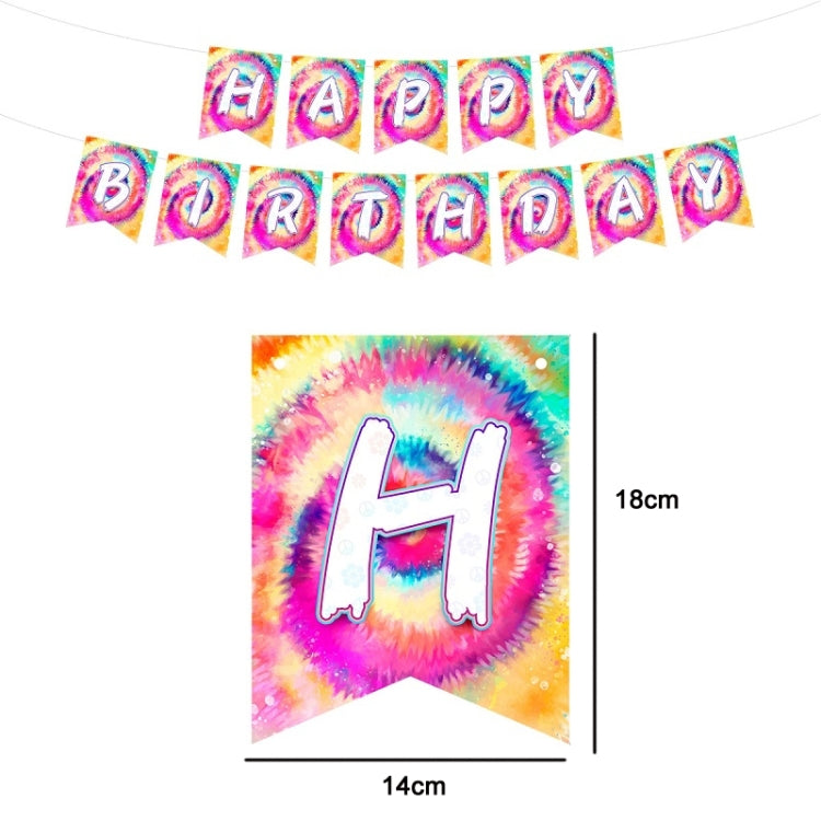 Tie Dye Spiral Themed Kindergarten Birthday Party Decoration Set