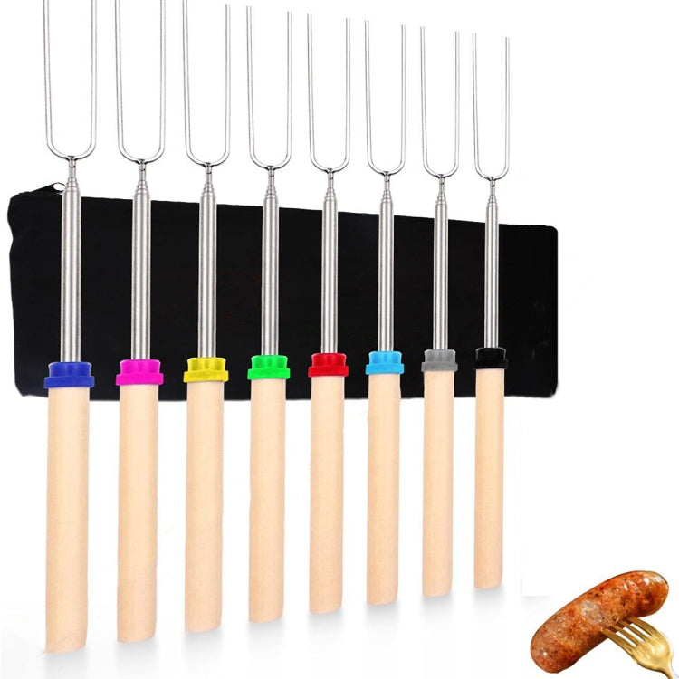 2 PCS 1124-7 Retractable Wooden Stick Marshmallow BBQ Fork, Spsc: Zipper Bag
