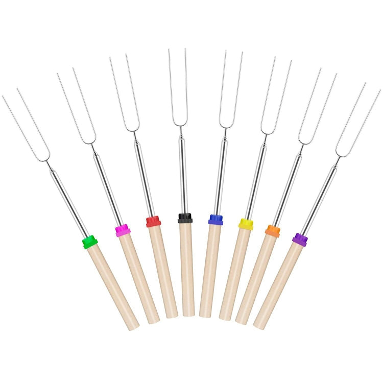 2 PCS 1124-7 Retractable Wooden Stick Marshmallow BBQ Fork, Spsc: Zipper Bag
